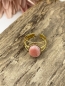 Preview: Dreireihiger Ring mit ovalem rosa Rhodochrosit-Stein "Rose"