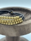 Mobile Preview: Schwarzbraunes Armband mit goldenen Perlen aus Messing "Gali"