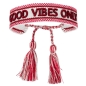 Preview: Gewobenes Armband in Rot-Beige "Good Vibes Only"