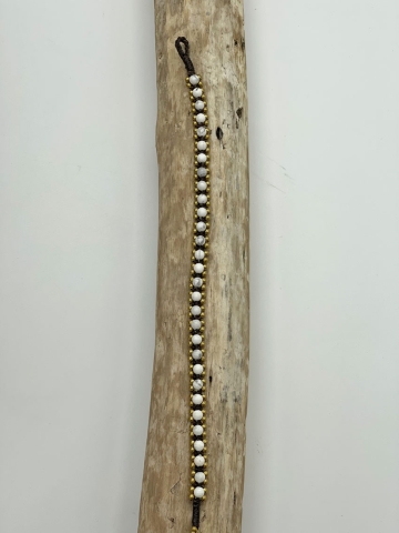 Hübsche Fuss-Kette mit Perlen in zwei Farben weiss gold