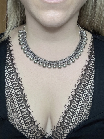 silberne Boho-Halskette "Jenna" im indischen Stil