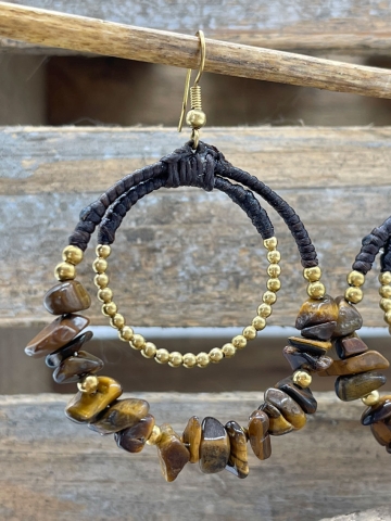 Perlenohrringe mit wunderschöner Farbkombination schwarz-braun-gold. Hochwertige Handarbeit aus Thailand.