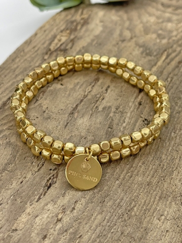 Elegantes Armband mit zweireihigen Goldperlen "Sanna" - PinkSand
