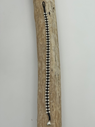 Einfache Fusskette mit Silberkugeln, Boho-Style