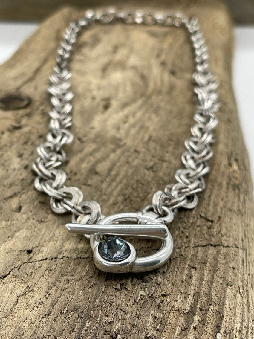Jong onderwerp scheidsrechter Moderne Silber Halskette mit Knebelverschluss Urban-Style - Schmuck Shop