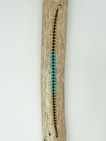 Hübsche Fusskette mit goldenen und blaugrünen Perlen Boho-Style