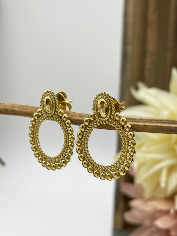 Hübsche goldene Ohrringe mit vielen schönen Details "Cerise" Pink Sand