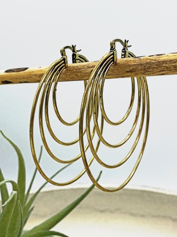 Spezialle Ohrringe mit vier Ringen "Kalea", vergoldet
