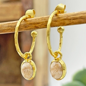 Gold Ohrringe mit Riverstone-Anhänger, Milla PinkSand